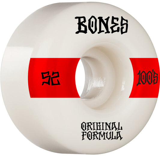 BONES WHEELS OG Formula Skateboard Wheels 100 #14 52mm V4 Wide 4pk White