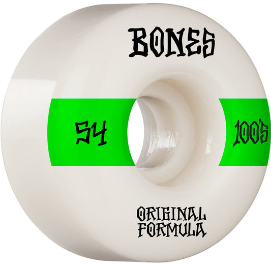 BONES WHEELS OG Formula Skateboard Wheels 100 #14 54mm V4 Wide 4pk White