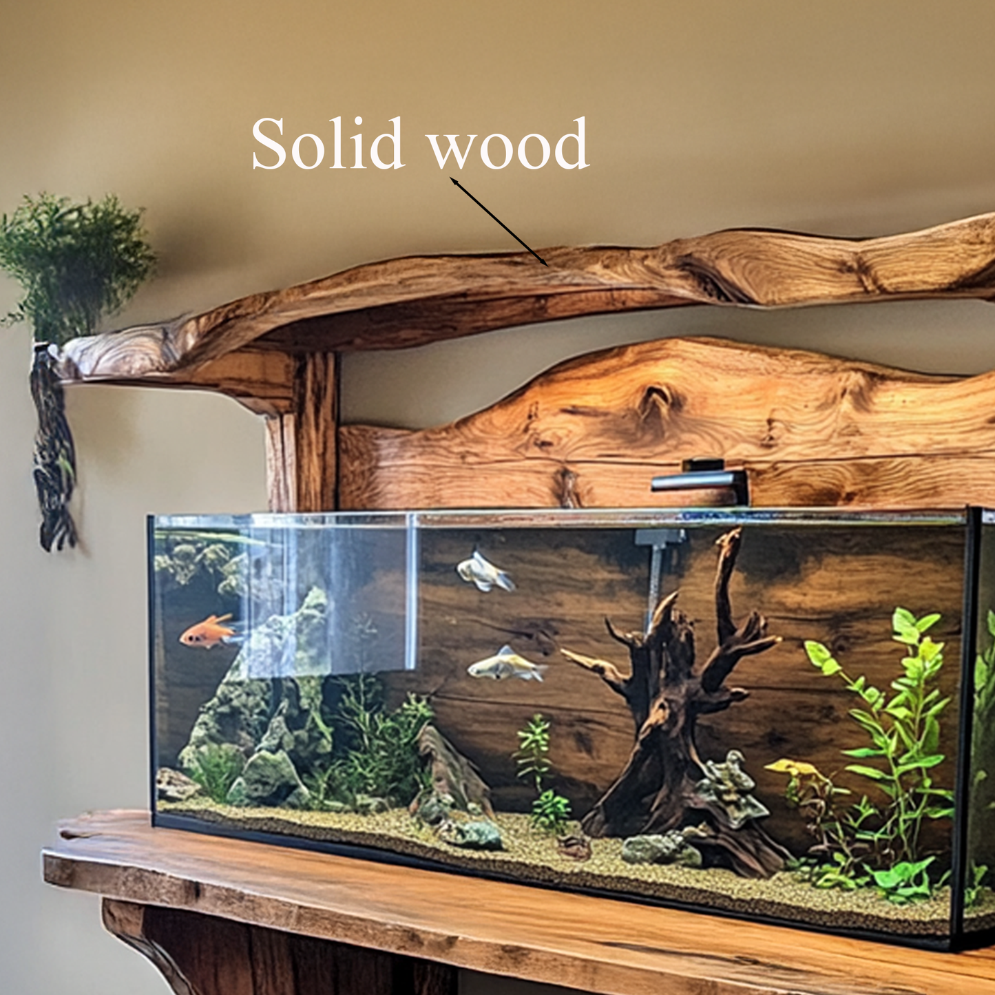 Oceanpearl Wooden Fish Aquarium Shelf – Decor for Living Room & Gift