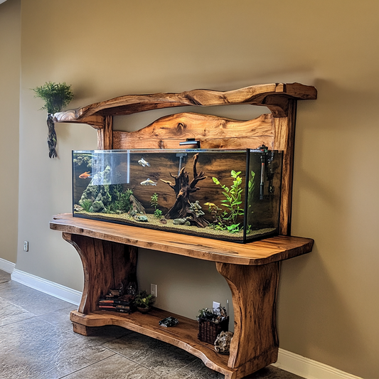 Oceanpearl Wooden Fish Aquarium Shelf – Decor for Living Room & Gift