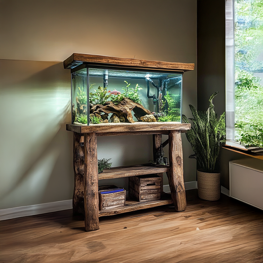 Oceanpearl Rustic Fish Tank Live Edge Aquarium – Home Decor & Gift