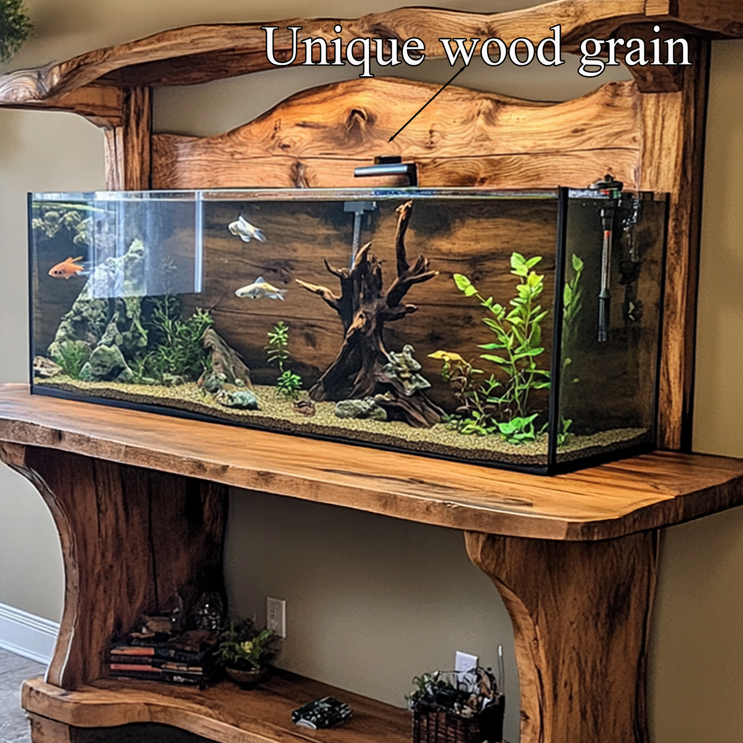 Oceanpearl Wooden Fish Aquarium Shelf – Decor for Living Room & Gift